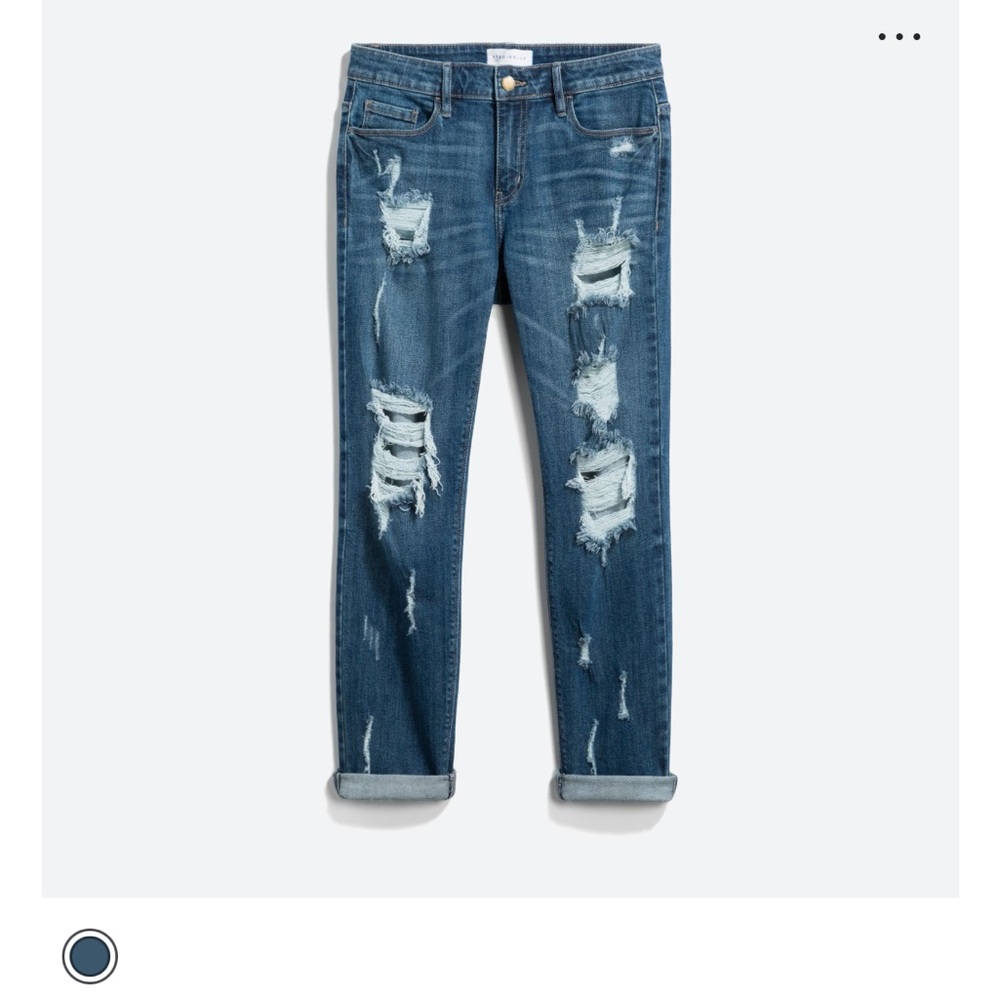 distressed blue jeans